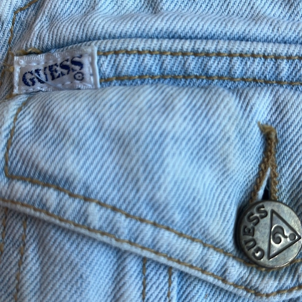 Vintage Guess Denim Overalls‎ Retro Hip Hop Fashion Size L 1990’s Jean Shorts